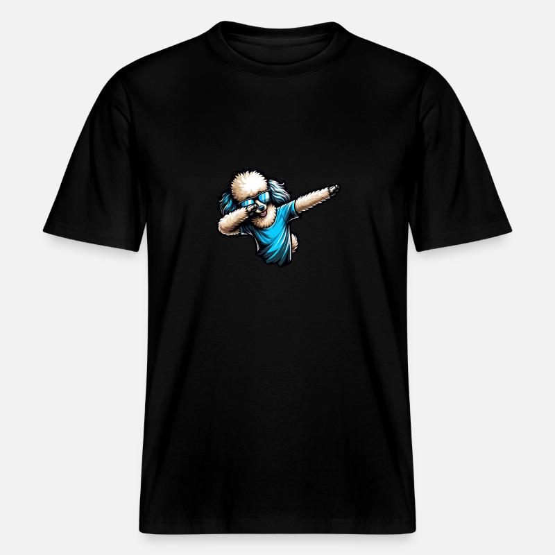Caniche cool Dabbing Design élégant - T-shirt unisexe RELAXED FIT en coton bio - noir