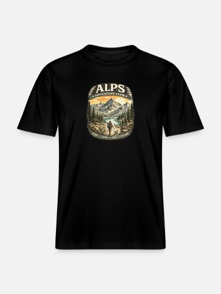 Alps Adventure Patch Mountains -  RELAXED FIT Unisex Organic T-Shirt - black