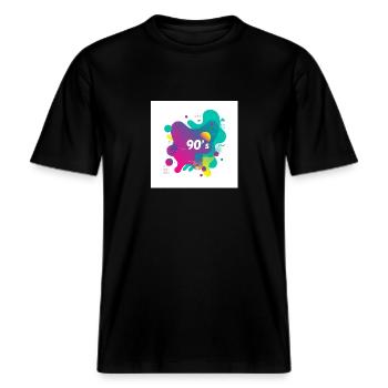 90er-Jahre-Vibes -  RELAXED FIT Unisex Organic T-Shirt - Schwarz - Vorne - Alina (178cm) & Michal (187cm)