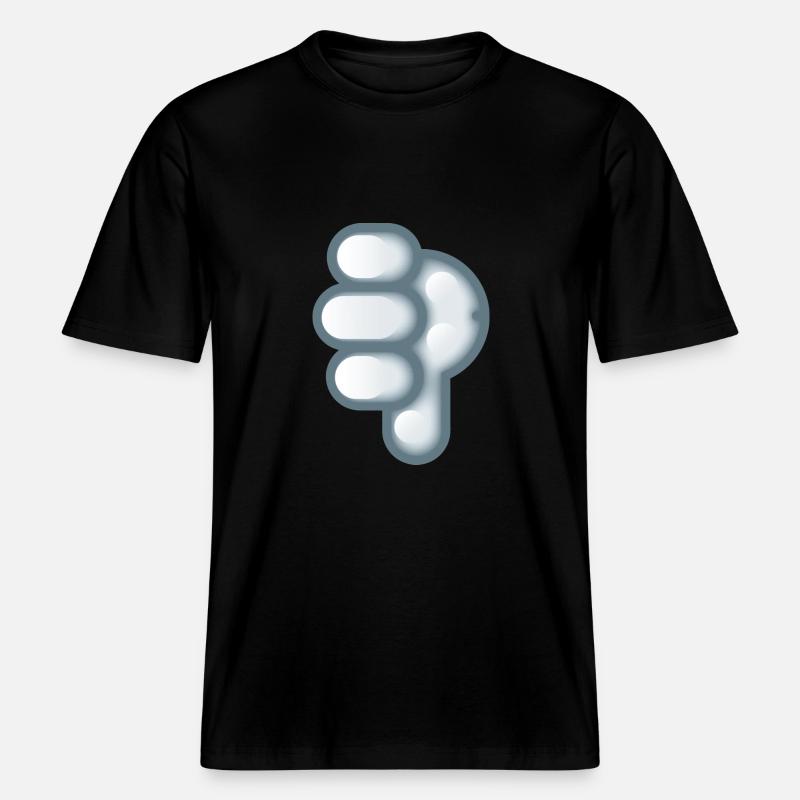 Smiley Hand Signal Down - RELAXED FIT Unisex Luomu T-paita - musta