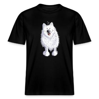 Der Spitz ist angekommen -  RELAXED FIT Unisex Organic T-Shirt - Schwarz - Vorne - Alina (178cm) & Michal (187cm)