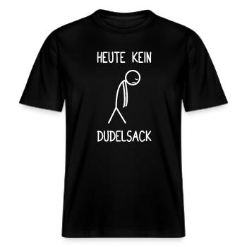 Heute kein Dudelsack Sackpfeifer -  RELAXED FIT Unisex Organic T-Shirt - Schwarz - Vorne - Alina (178cm) & Michal (187cm)
