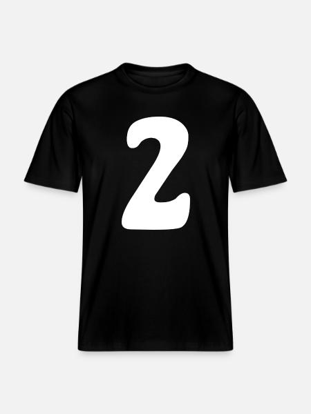 Deux : Minimal Numéral 2 | Deuxième - T-shirt unisexe RELAXED FIT en coton bio - noir