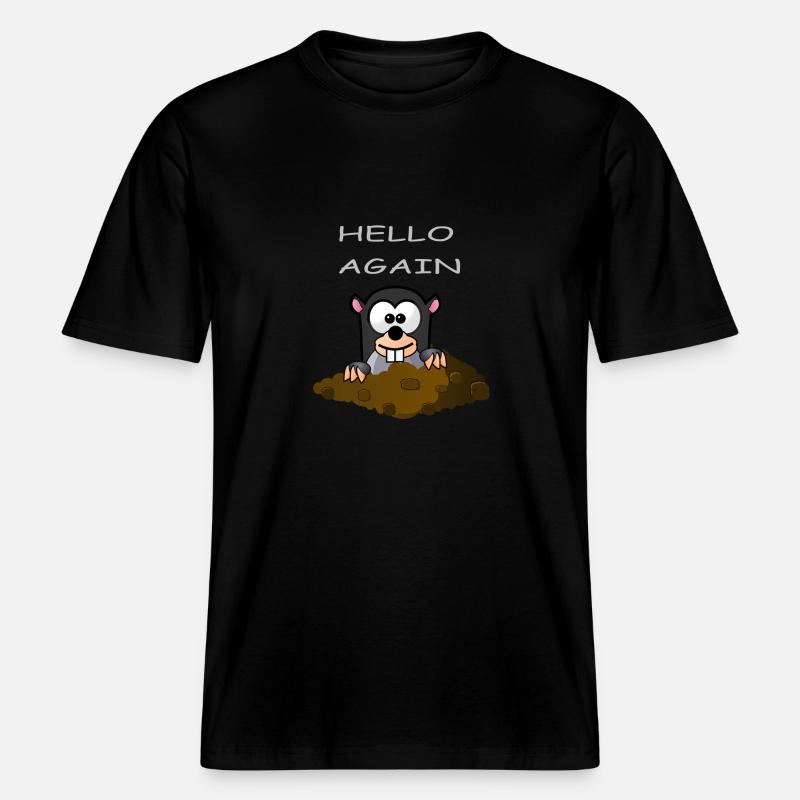 Maulwurf Hello Again -  RELAXED FIT Unisex Organic T-Shirt - Schwarz