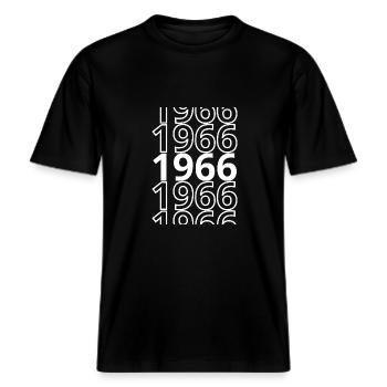 1966 1966 1966 -  RELAXED FIT Unisex Organic T-Shirt - Schwarz - Vorne - Alina (178cm) & Michal (187cm)