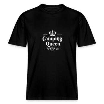 Camping Queen -  RELAXED FIT Unisex Organic T-Shirt - Schwarz - Vorne - Alina (178cm) & Michal (187cm)