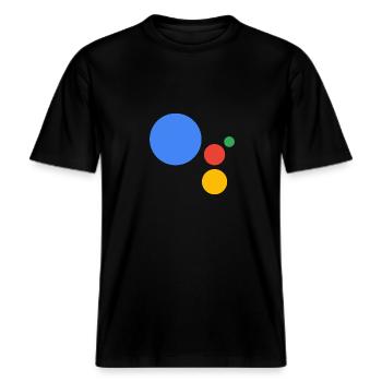 Google Logo Merch! -  RELAXED FIT Unisex Organic T-Shirt - Schwarz - Vorne - Alina (178cm) & Michal (187cm)