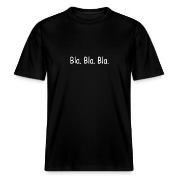 Bla Bla Bla -  RELAXED FIT Unisex Organic T-Shirt - Schwarz - Vorne - Alina (178cm) & Michal (187cm)