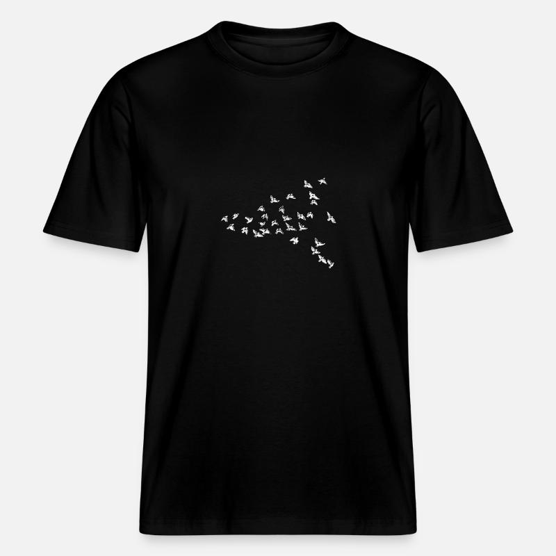 oiseaux - T-shirt unisexe RELAXED FIT en coton bio - noir