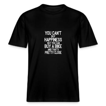 Motorrad Sprüche Spruch -  RELAXED FIT Unisex Organic T-Shirt - Schwarz - Vorne - Alina (178cm) & Michal (187cm)