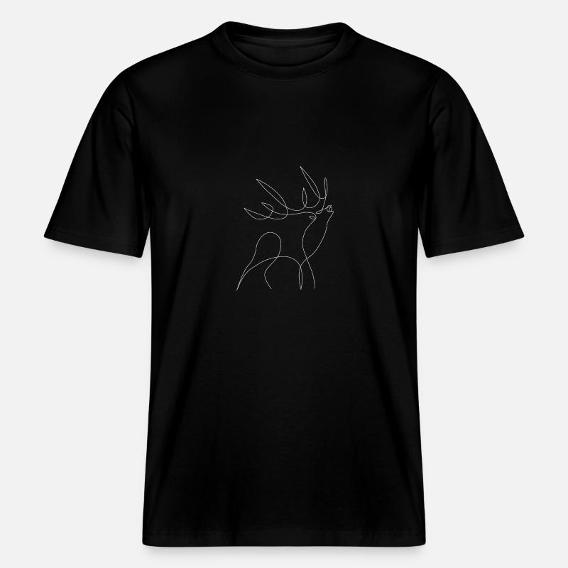Cerf - Cerf Oneline -  T-shirt unisexe RELAXED FIT en coton bio - noir