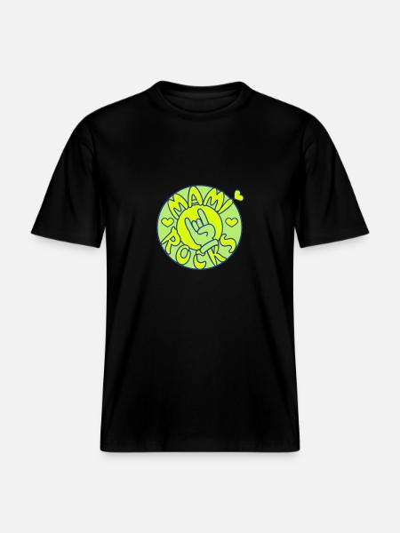 mami rocks (circle, 3c) - RELAXED FIT Unisex Organic T-Shirt - black