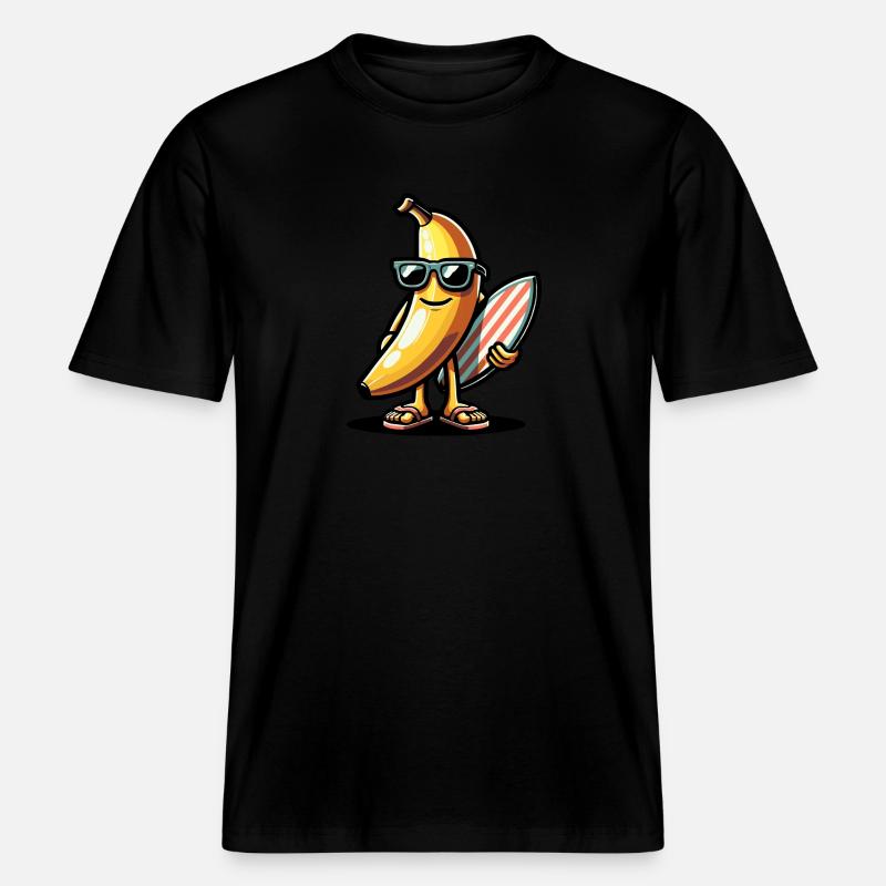 Surfeur Banane -  T-shirt unisexe RELAXED FIT en coton bio - noir
