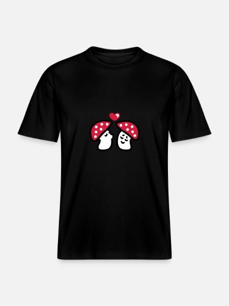 verliebte Pilze 3 -  RELAXED FIT Unisex Organic T-Shirt - Schwarz