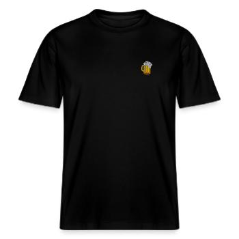 Bier -  RELAXED FIT Unisex Organic T-Shirt - Schwarz - Vorne - Alina (178cm) & Michal (187cm)