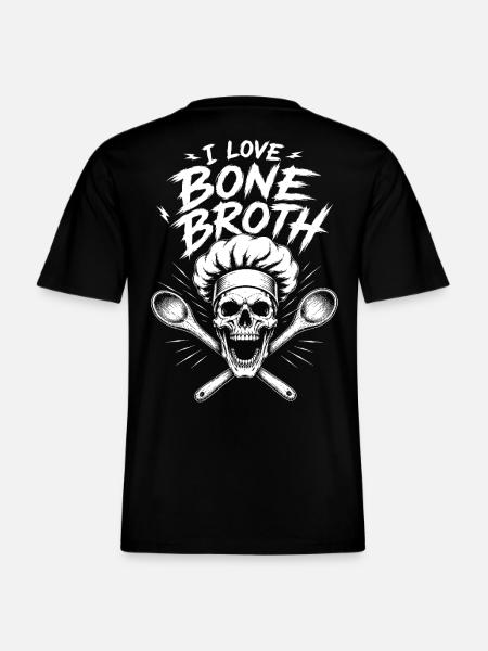 I Love Bone Broth Skull - RELAXED FIT Unisex Organic T-Shirt - black