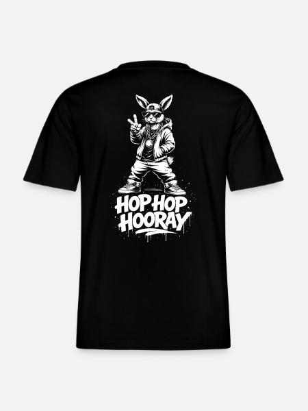 HOP HOP HOURRA Bunny - T-shirt unisexe RELAXED FIT en coton bio - noir