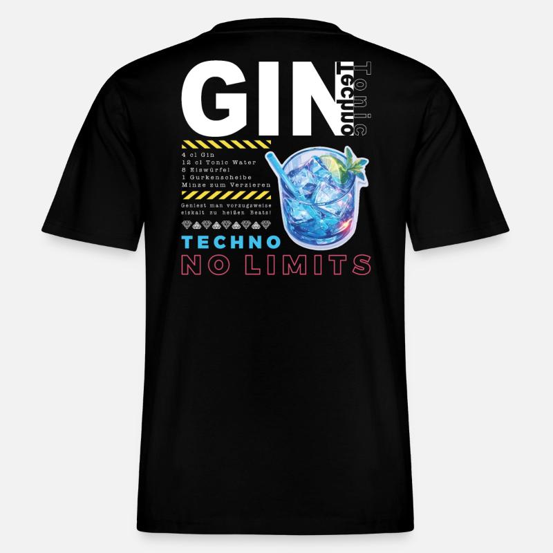 GIN TECHNO SANS LIMITES -  T-shirt unisexe RELAXED FIT en coton bio - noir