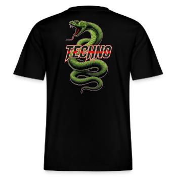 Techno Snake -  RELAXED FIT Unisex Organic T-Shirt - black - Back - Alina (178cm)