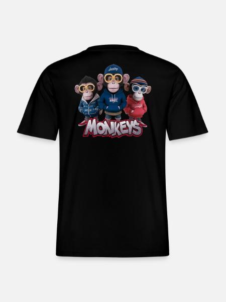Monkeys 5 -  T-shirt unisexe RELAXED FIT en coton bio - noir