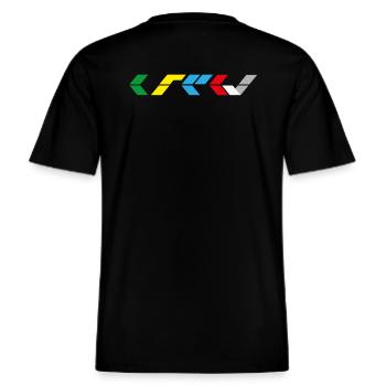 CREW clapperboard style -  RELAXED FIT Unisex Organic T-Shirt - black - Back - Alina (178cm)