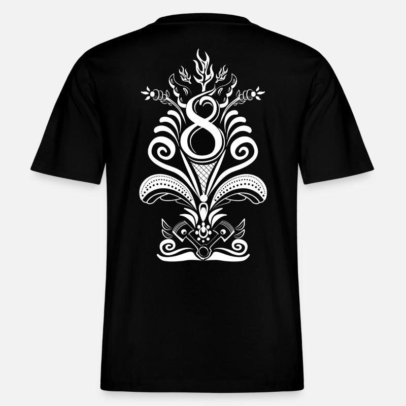 Kurbits V8 No :2 - blanc - T-shirt unisexe RELAXED FIT en coton bio - noir