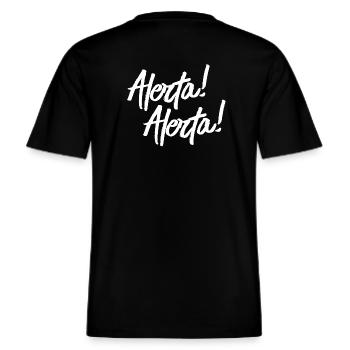 Alerta! Alerta! - Antifascista -  RELAXED FIT Unisex Organic T-Shirt - Schwarz - Hinten - Alina (178cm)