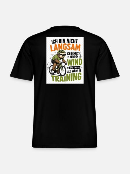 Faultier auf Fahrrad - RELAXED FIT Unisex Organic T-Shirt - Schwarz