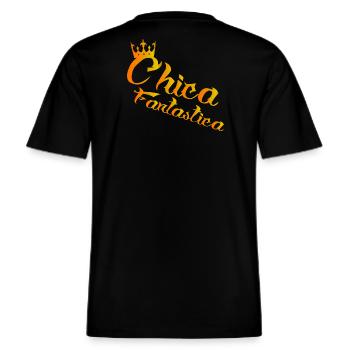 Chica Fantastica dos-santos-fashion -  RELAXED FIT Unisex Organic T-Shirt - Schwarz - Hinten - Alina (178cm)