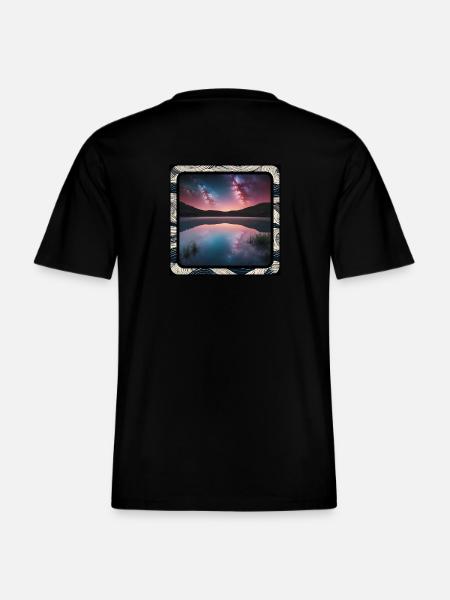 Seascape with reflections - RELAXED FIT Unisex Organic T-Shirt - black