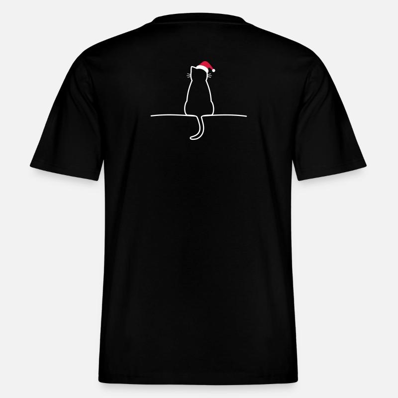 Chat noël cadeau noël chat - T-shirt unisexe RELAXED FIT en coton bio - noir