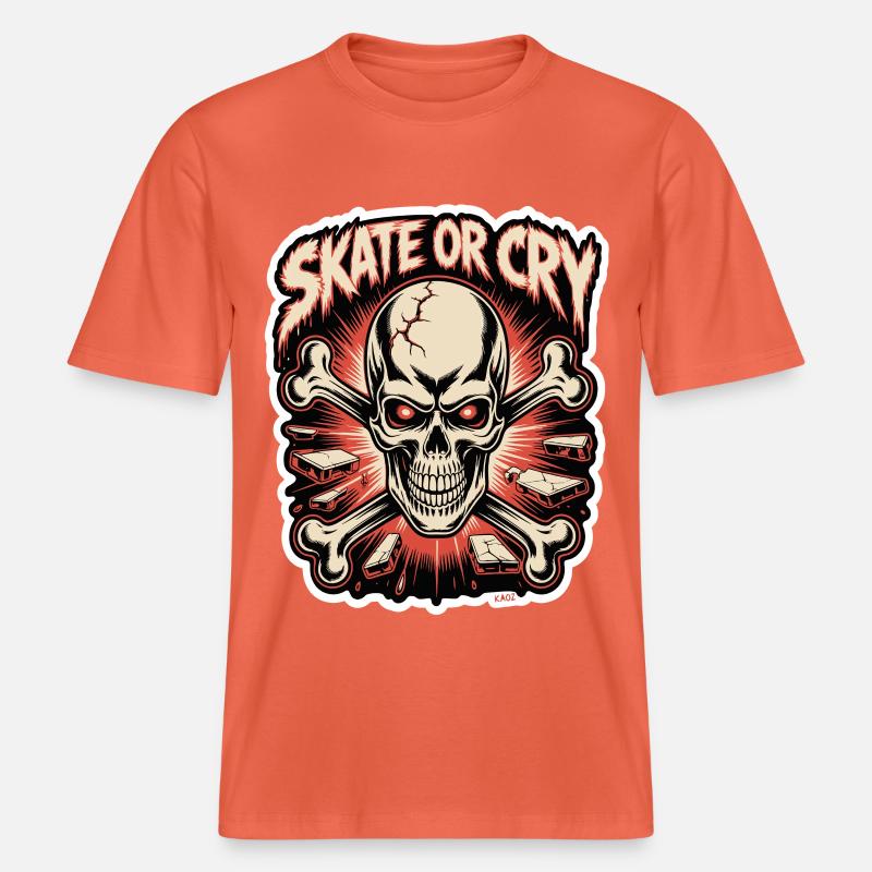 Skate- oder Cry-Skull-Tee-Design -  RELAXED FIT Unisex Organic T-Shirt - Hellrot
