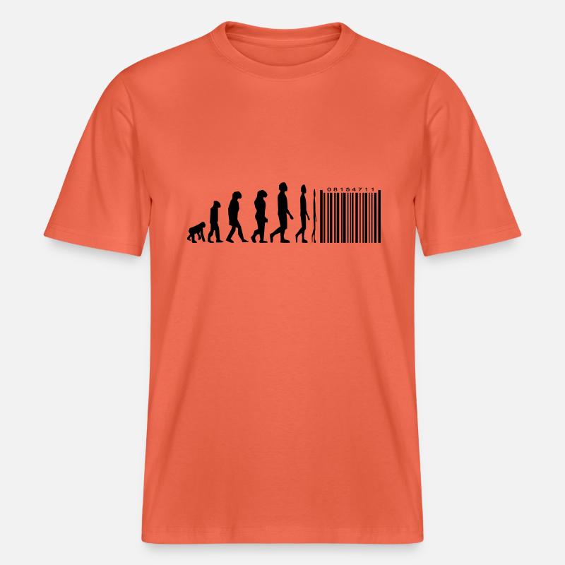 Evolution code à barres -  T-shirt unisexe RELAXED FIT en coton bio - rouge clair