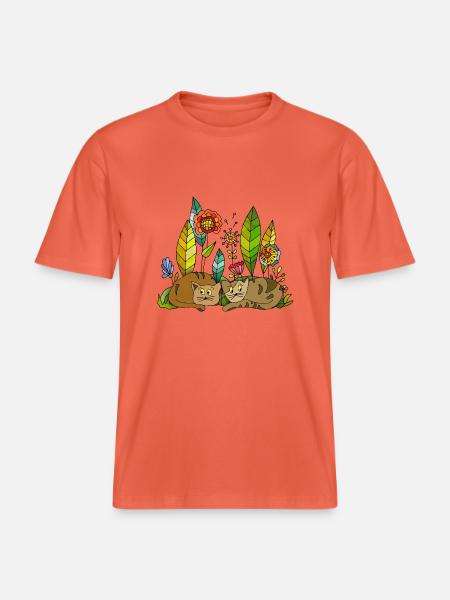 Cats - RELAXED FIT Unisex Organic T-Shirt - light red