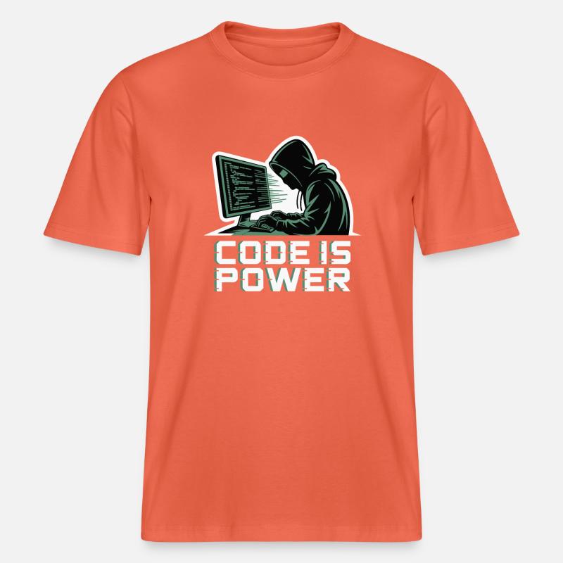 Cyber Hacker Code Infinity Design -  T-shirt unisexe RELAXED FIT en coton bio - rouge clair