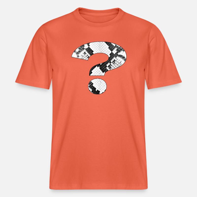 Conception de point d’interrogation de motif de peau de serpent -  T-shirt unisexe RELAXED FIT en coton bio - rouge clair