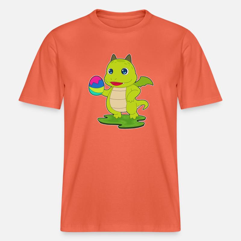 Dragon Easter Easter Egg -  RELAXED FIT Unisex Organic T-Shirt - light red