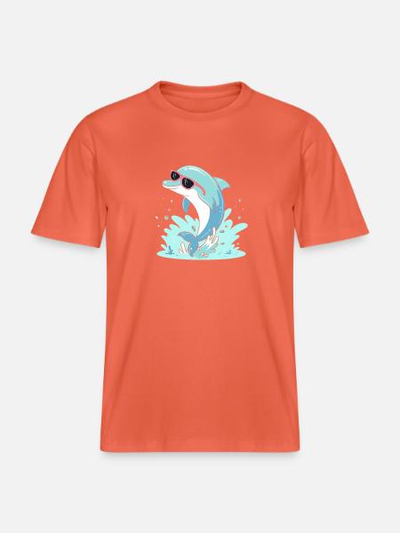Delfin-Sommer-Pinkbrille -  RELAXED FIT Unisex Organic T-Shirt - Hellrot