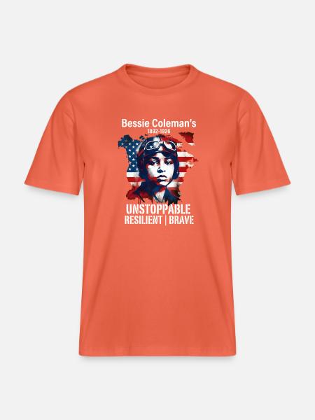Bessie Coleman Modig flygpionjär - Unisex ekologisk T-shirt med avslappnad passform - ljusröd