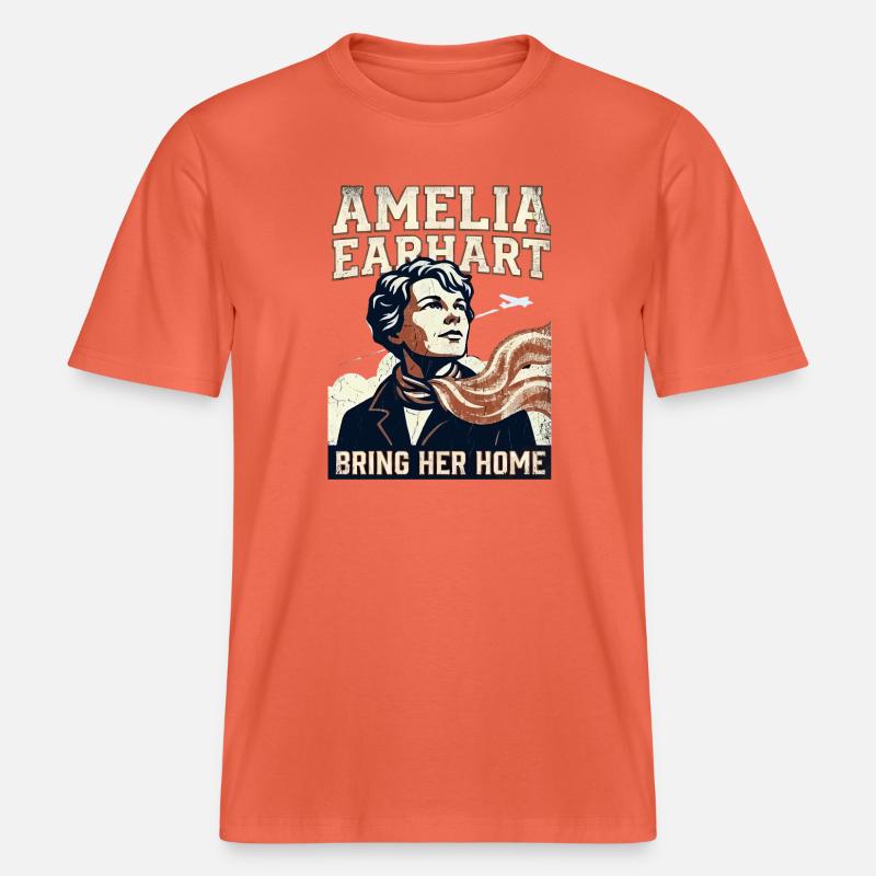 Amelia Earhart – Ramène-la à la maison -  T-shirt unisexe RELAXED FIT en coton bio - rouge clair
