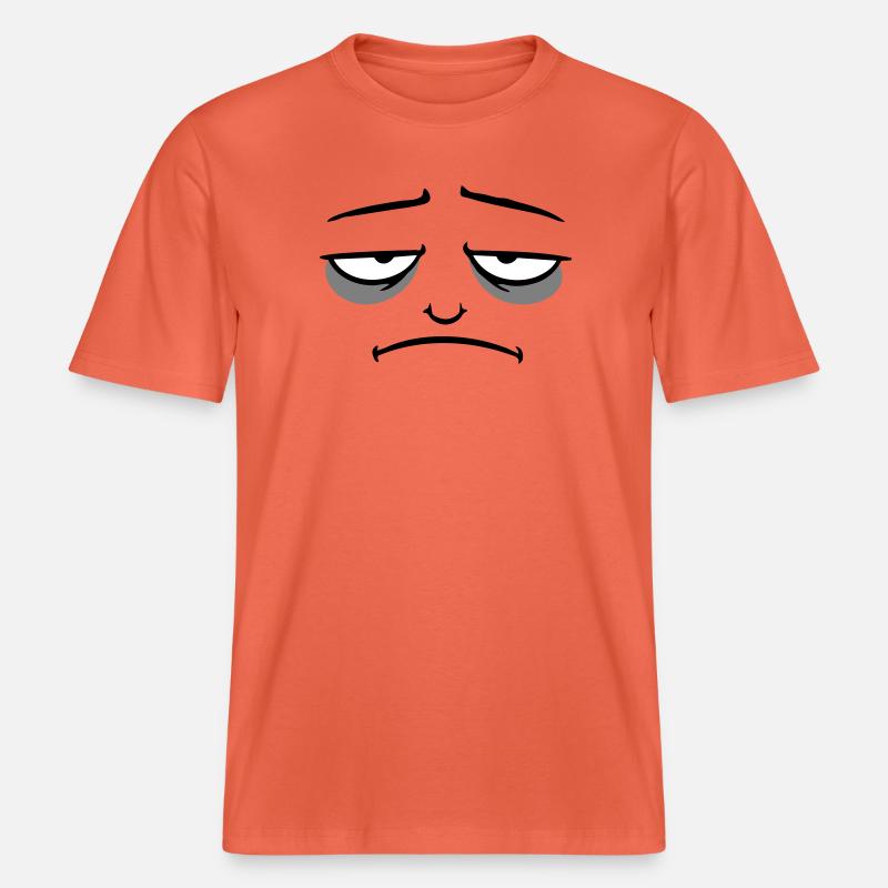 Grumpy sad disappointed face funny -  RELAXED FIT Unisex Organic T-Shirt - light red