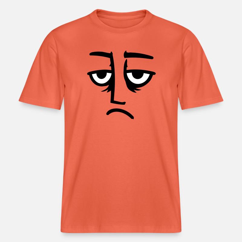 Grumpy sad disappointed face funny - RELAXED FIT Unisex Organic T-Shirt - light red