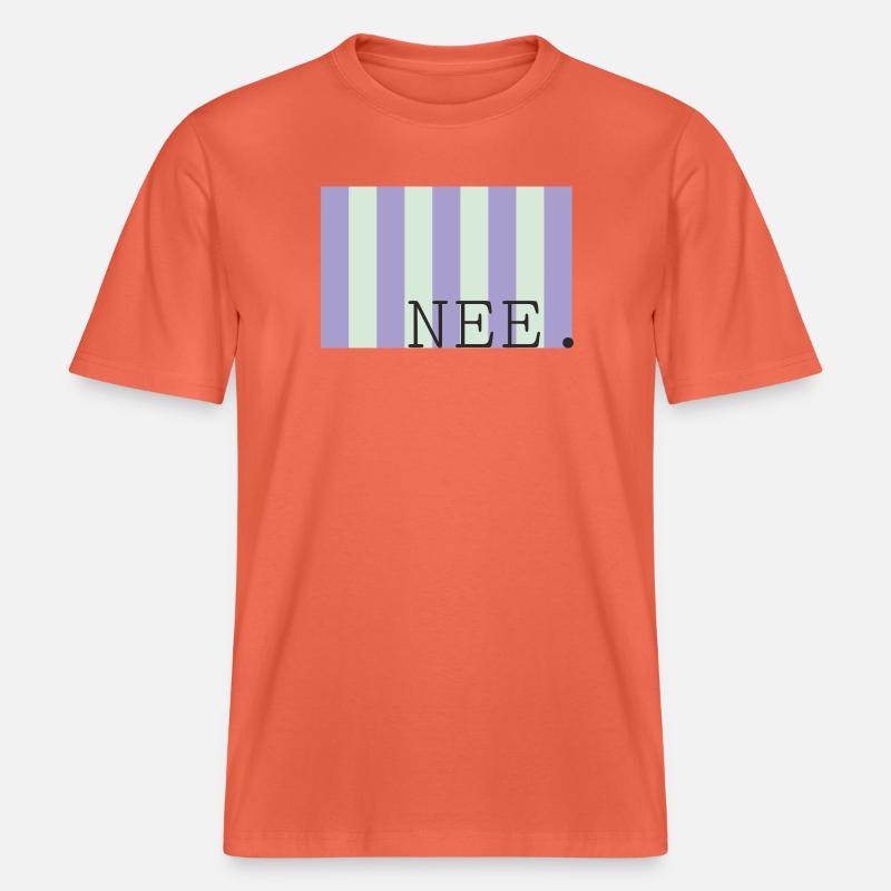 Nee Pastellstreifen Schrift -  RELAXED FIT Unisex Organic T-Shirt - Hellrot