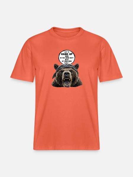 Bandana-Bär mit Spruchdruck -  RELAXED FIT Unisex Organic T-Shirt - Hellrot