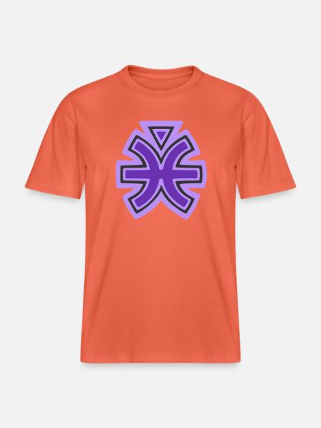 Pisces and Water Tribal Symbol - RELAXED FIT Unisex Organic T-Shirt - light red
