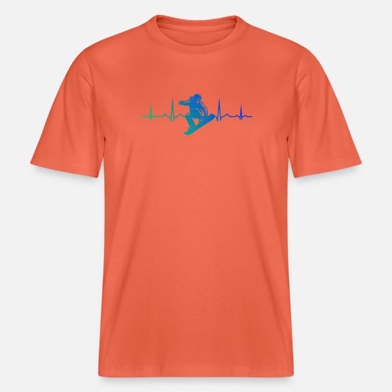 Conception compacte de snowboard pour snowboard -  T-shirt unisexe RELAXED FIT en coton bio - rouge clair