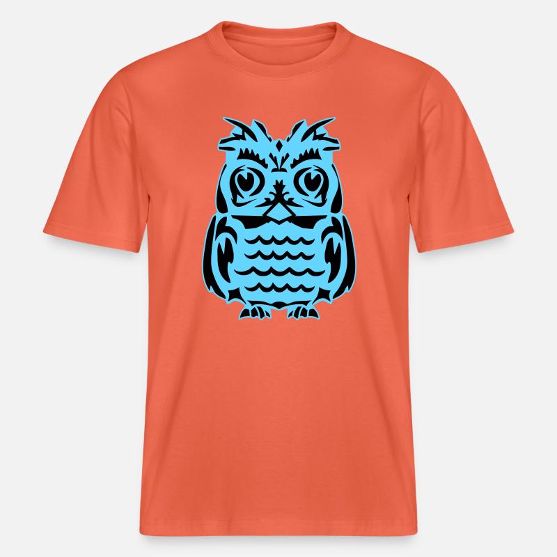 Lichtblaue abstrakte Eule -  RELAXED FIT Unisex Organic T-Shirt - Hellrot