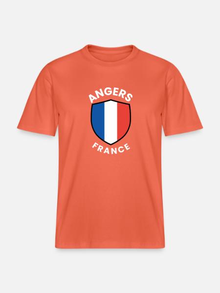Angers France Shield Emblem -  RELAXED FIT Unisex Organic T-Shirt - light red