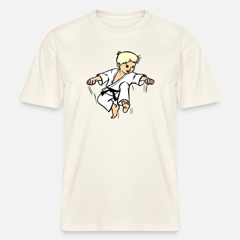 Karatekind oder Judokind mit schwarzem Gürtel - RELAXED FIT Unisex Organic T-Shirt - Naturweiß