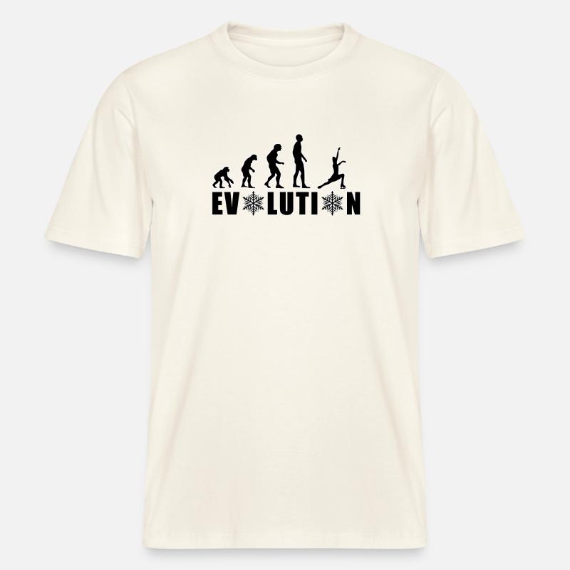 EVOLUTION EISKUNSTLAUF WINTER SCHNEE -  RELAXED FIT Unisex Organic T-Shirt - Naturweiß 